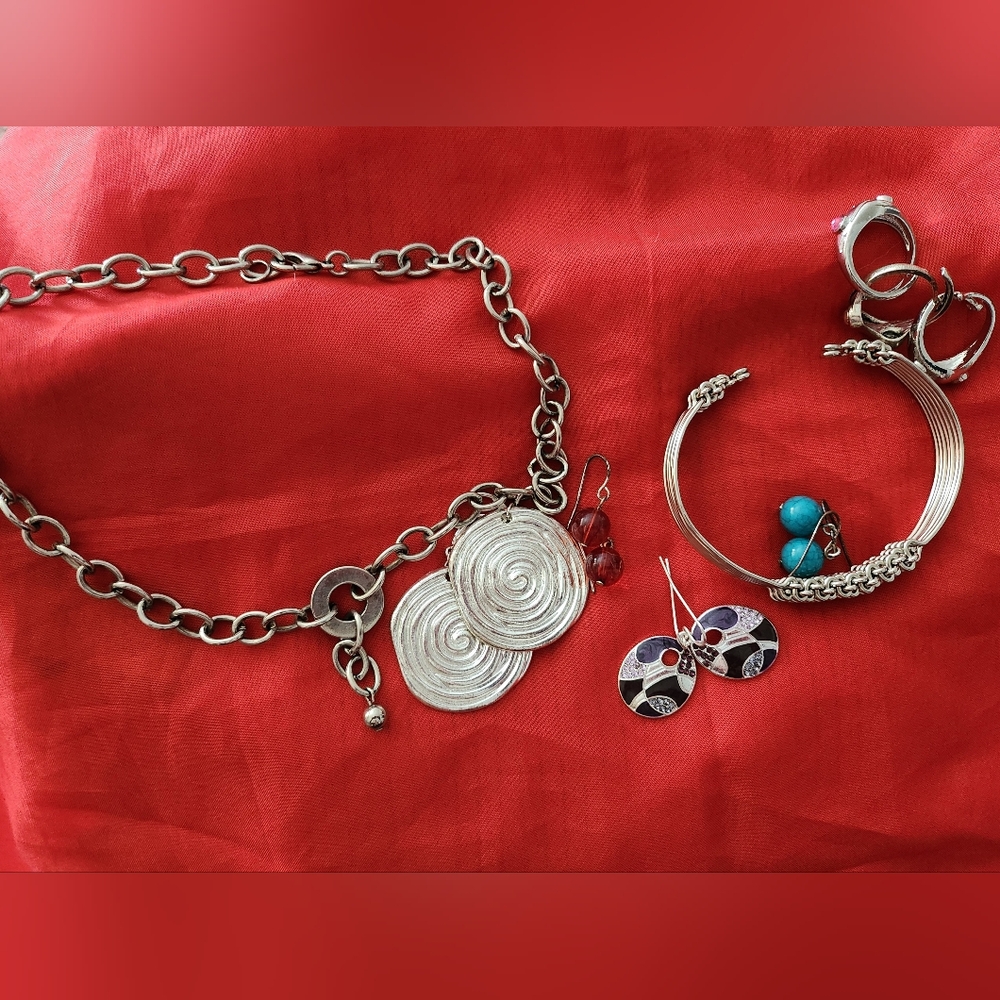 Lot of silver-tone jewelry